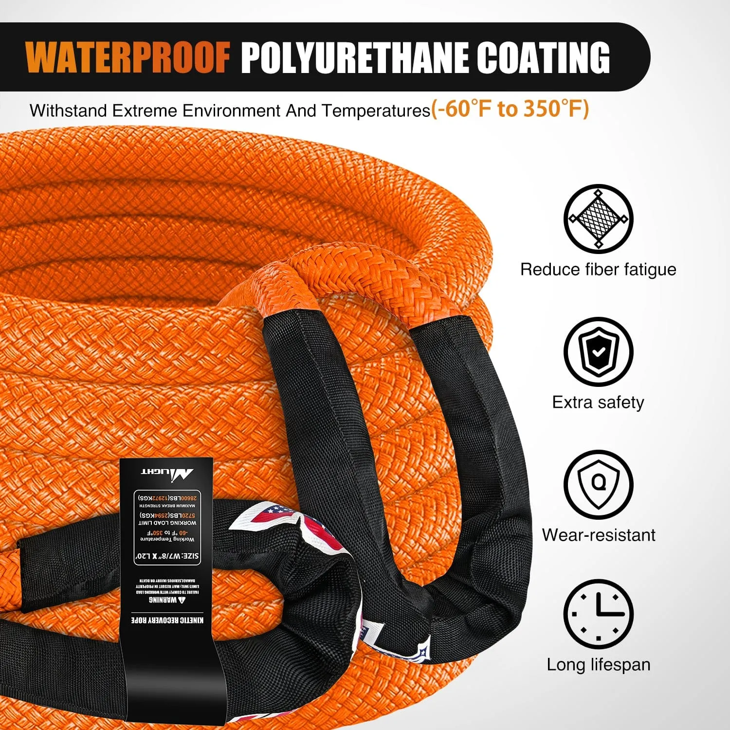 7/8in x 20ft Kinetic Recovery Rope 28,600LBS