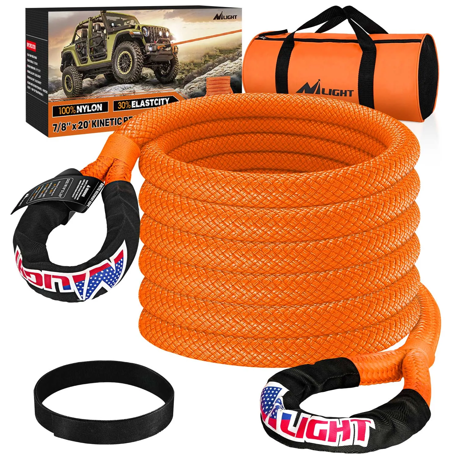 7/8in x 20ft Kinetic Recovery Rope 28,600LBS