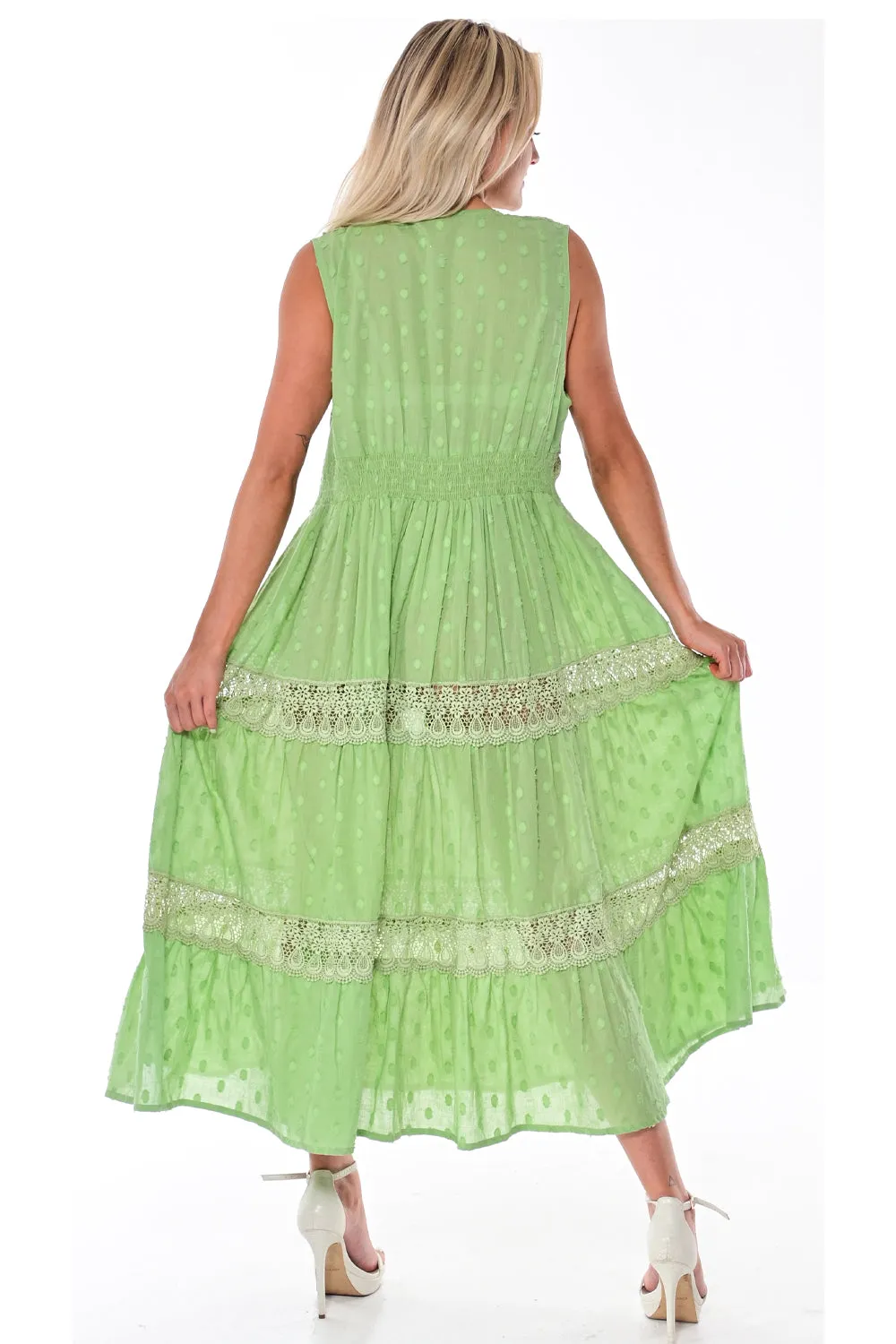 AZUCAR LADIES SLEEVELESS V-NECK LONG DRESS 100% COTTON - IN (2) COLORS - LCD1738