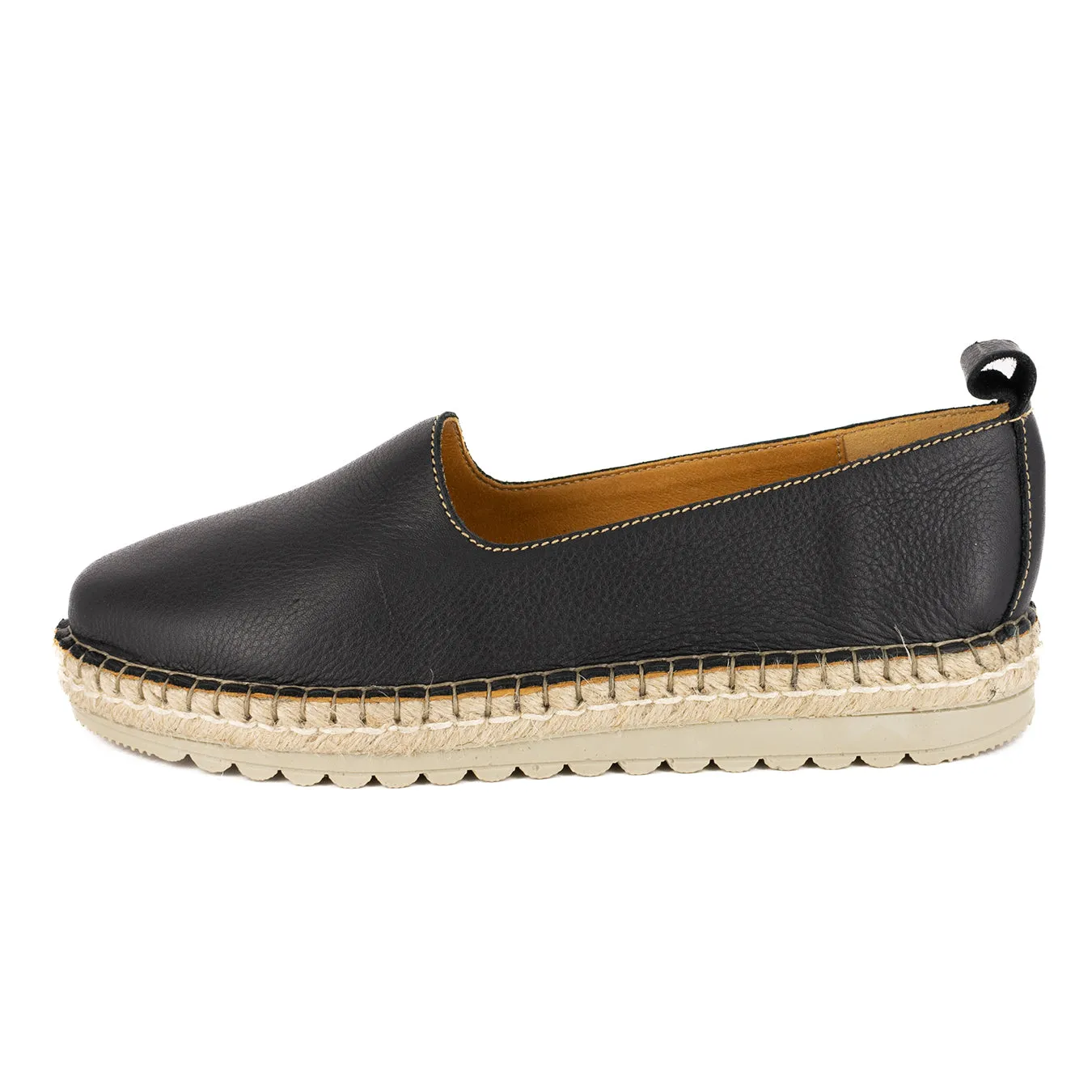 Banjul : Ladies Leather Espadrille in Black Natan
