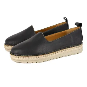 Banjul : Ladies Leather Espadrille in Black Natan