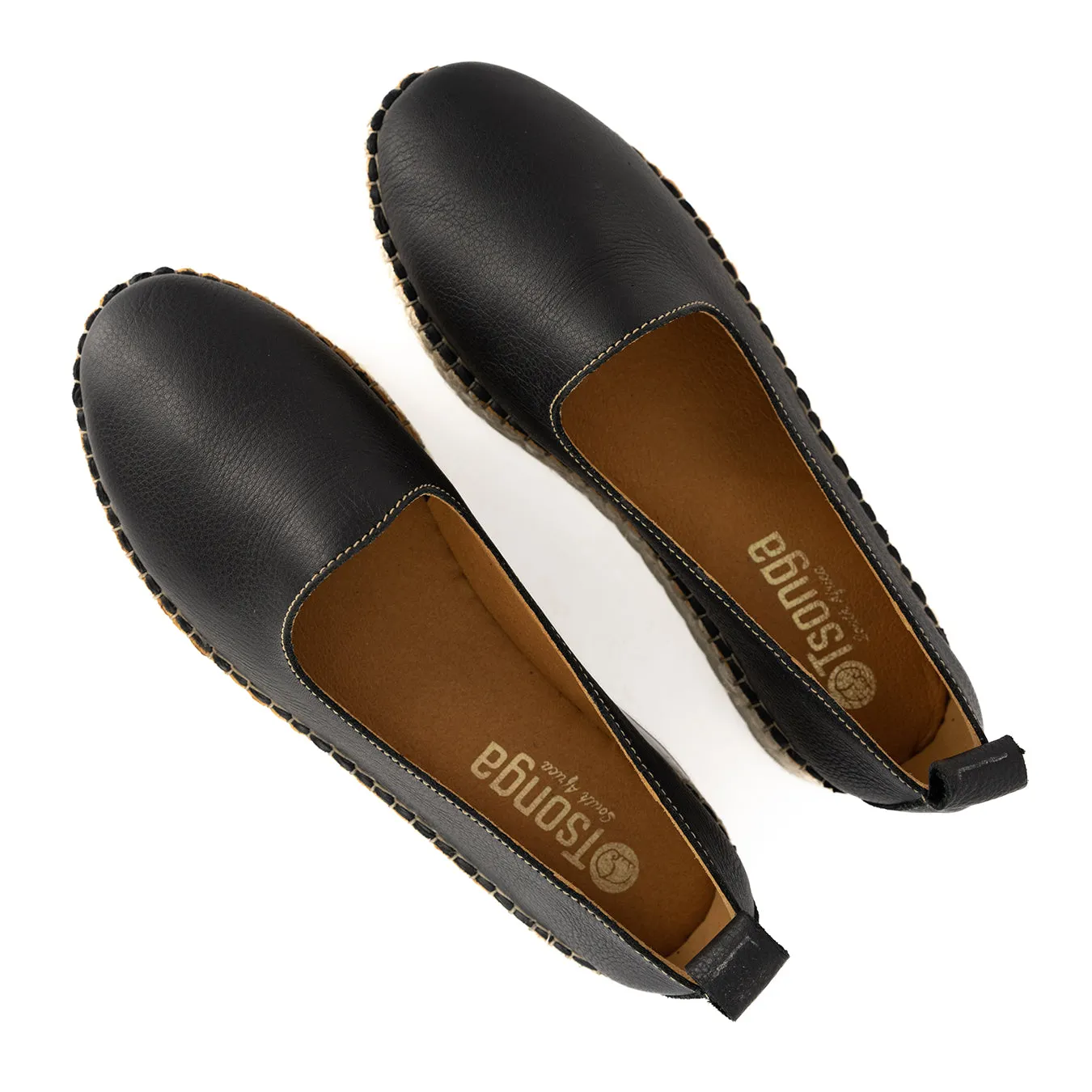 Banjul : Ladies Leather Espadrille in Black Natan