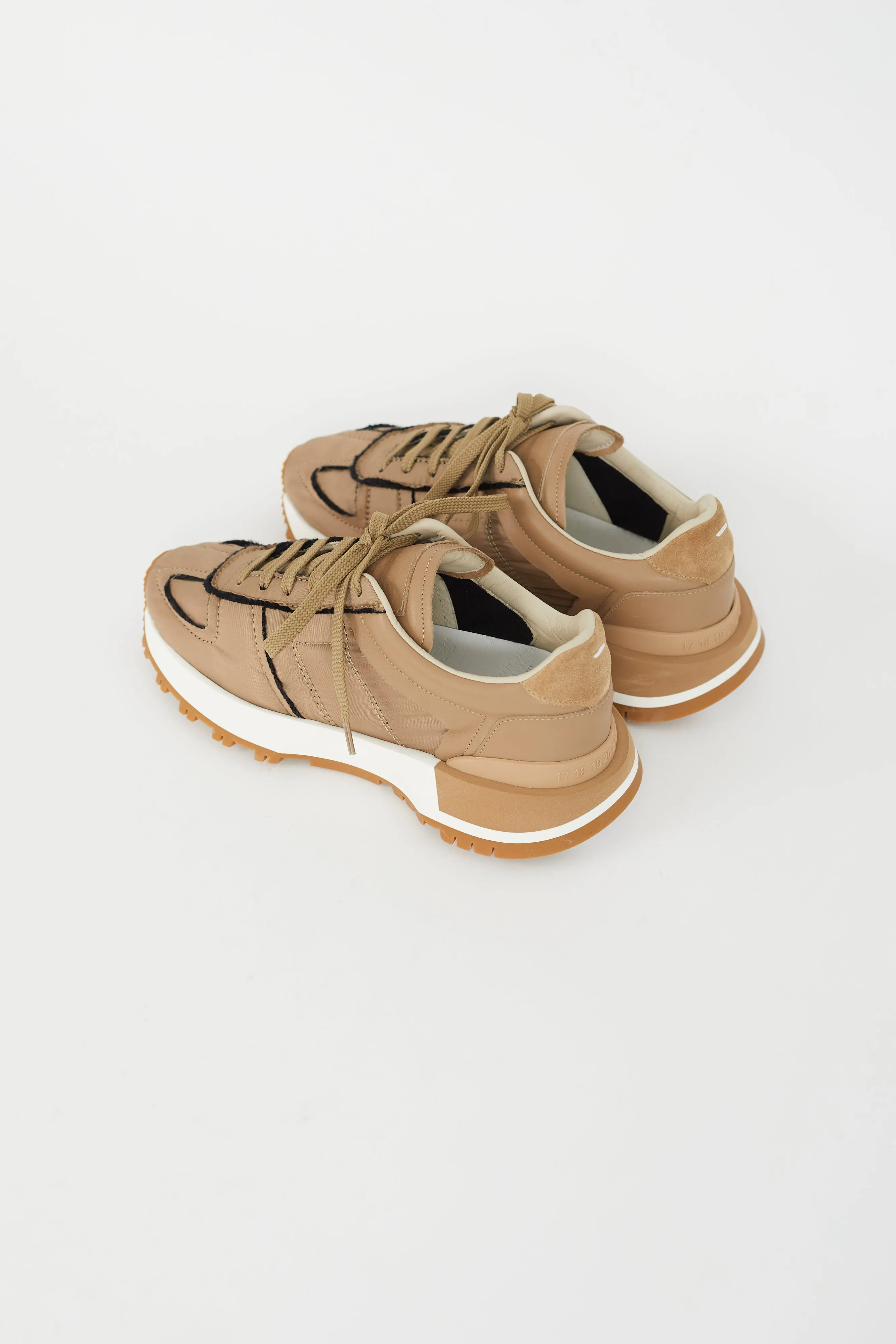 Brown Nylon & Leather 50 50 Sneaker