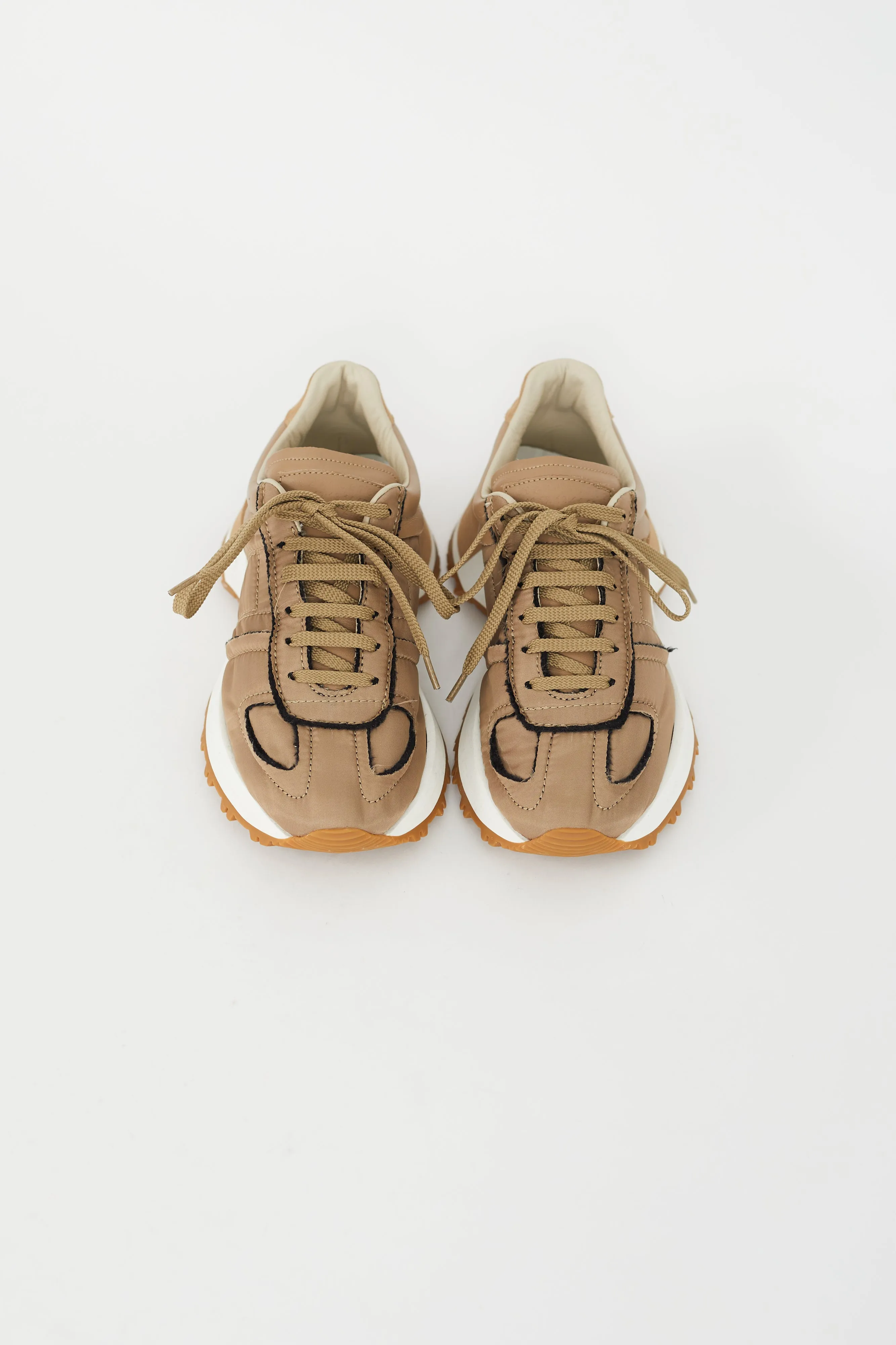 Brown Nylon & Leather 50 50 Sneaker