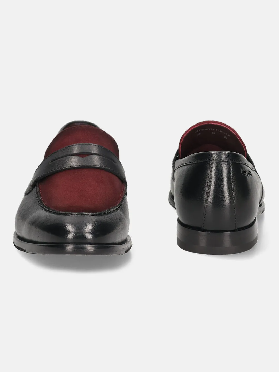 bugatti Black & Bordo Premium Leather Slip-ons Formal