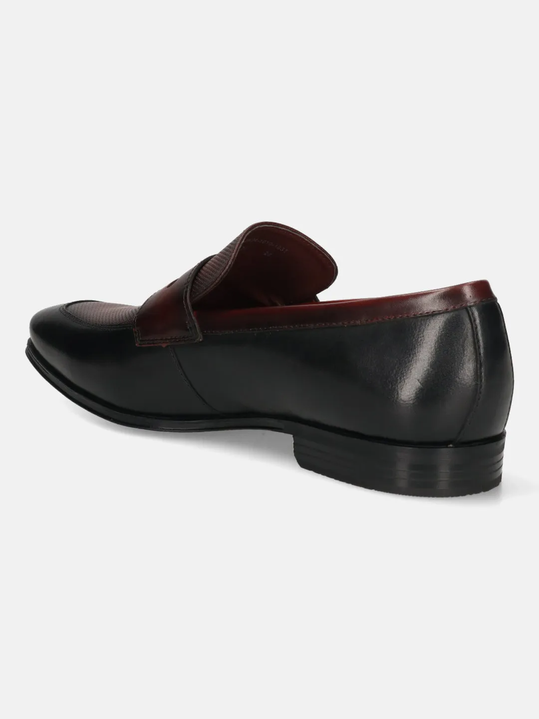 bugatti Black & Dark Red Premium Leather Slip-ons Formal