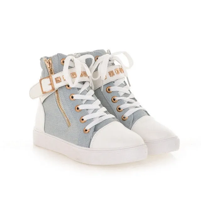 Canvas shoes woman 2020 new women shoes fashion zipper wedge women sneakers high help solid color ladies shoes tenis feminino