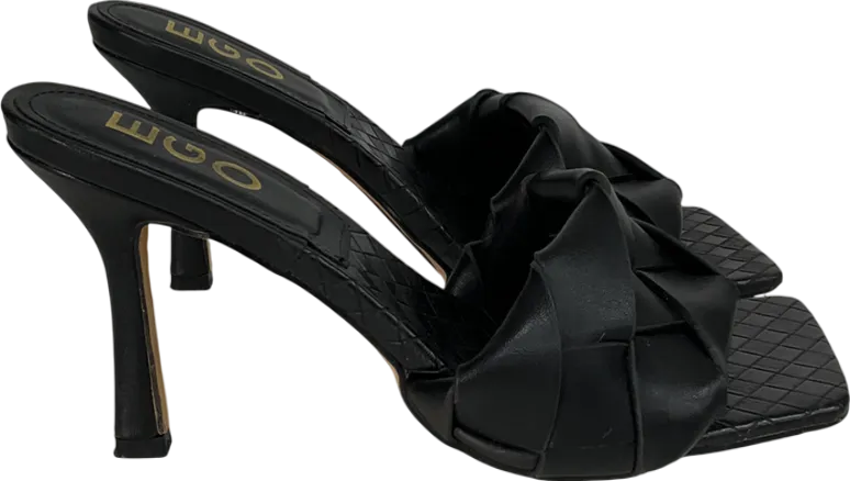 Ego Black Faux Leather Woven Strap Stiletto Heels UK 4 EU 37 👠