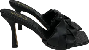 Ego Black Faux Leather Woven Strap Stiletto Heels UK 4 EU 37 👠