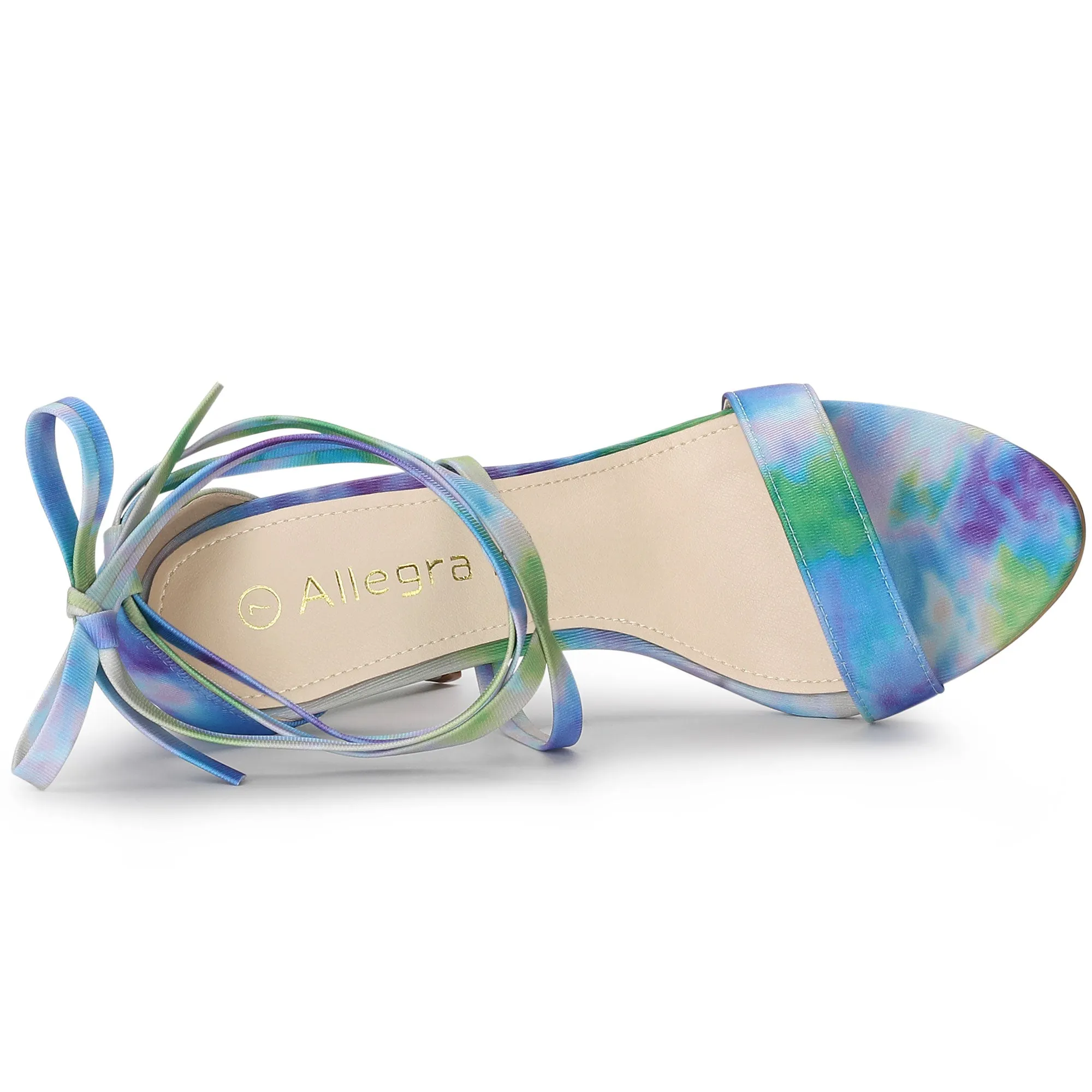 Elegant Open Toe Tie Dye Lace Up Stiletto Heel Sandals