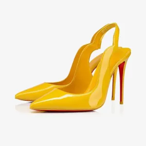 Elegant Yellow Patent Leather Pumps