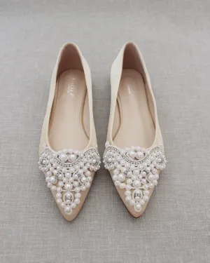 Embellished Pearl Evening Flats