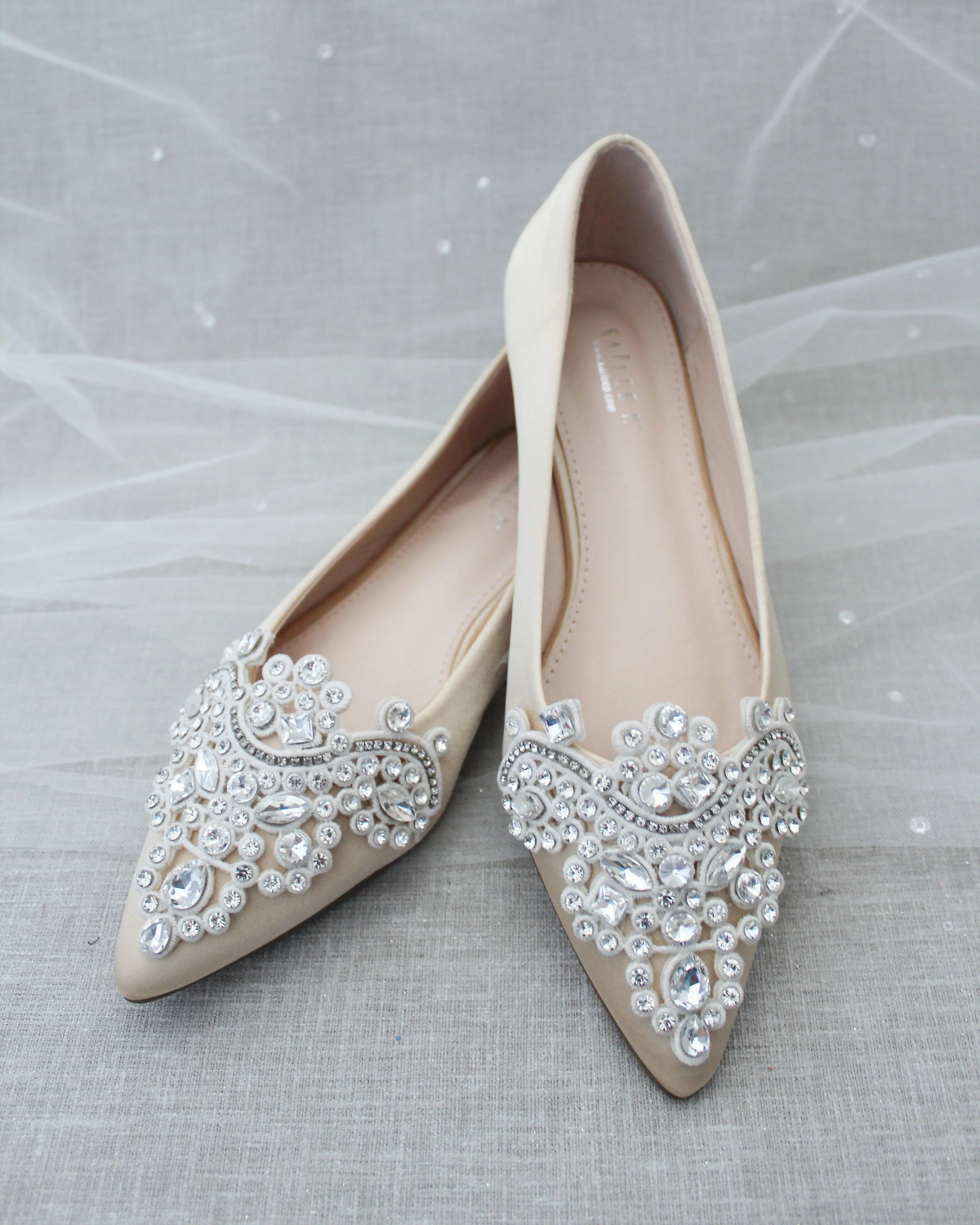 Embellished Rhinestone Evening Flats