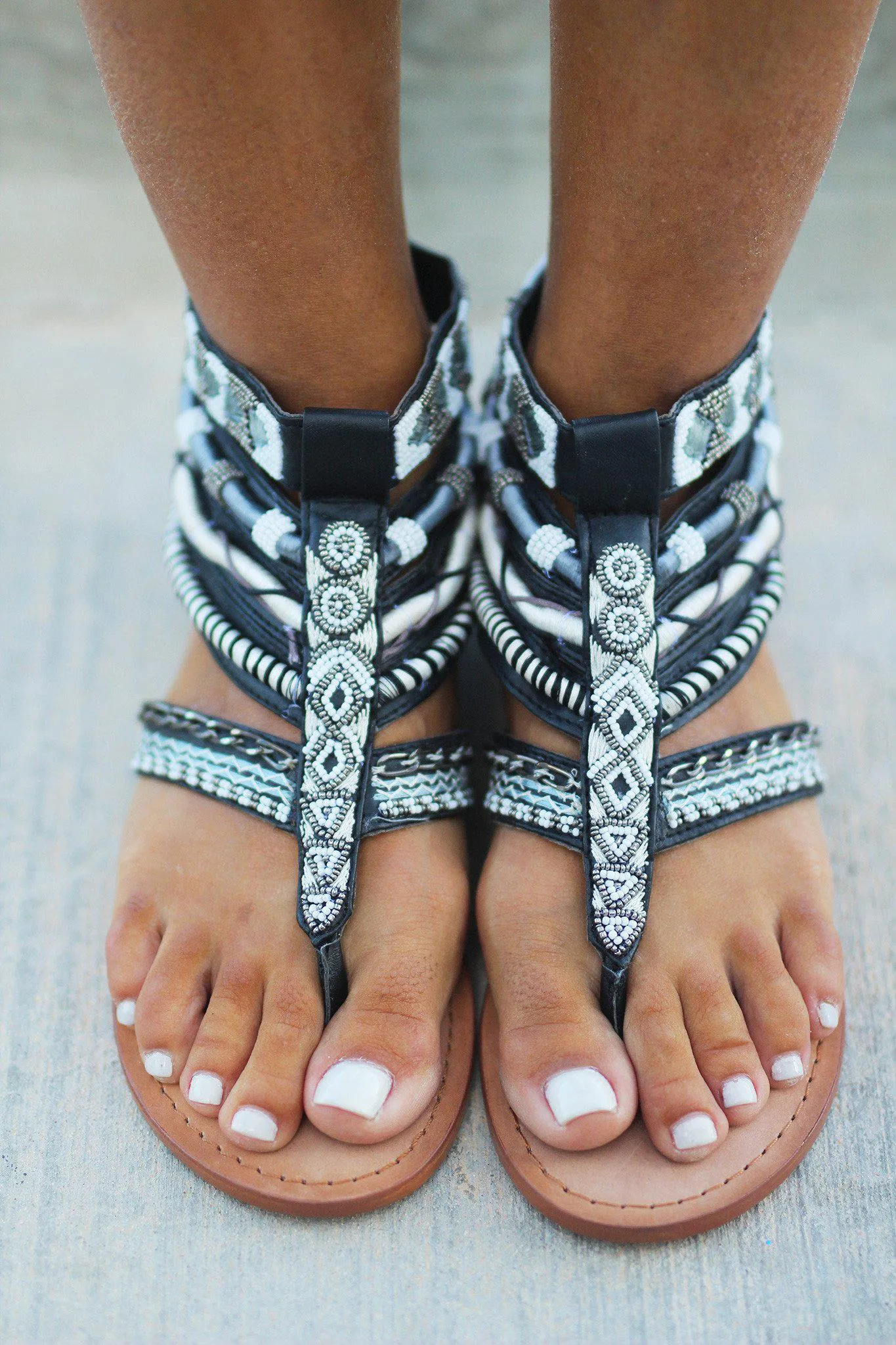 Foo Sah Black Sandals