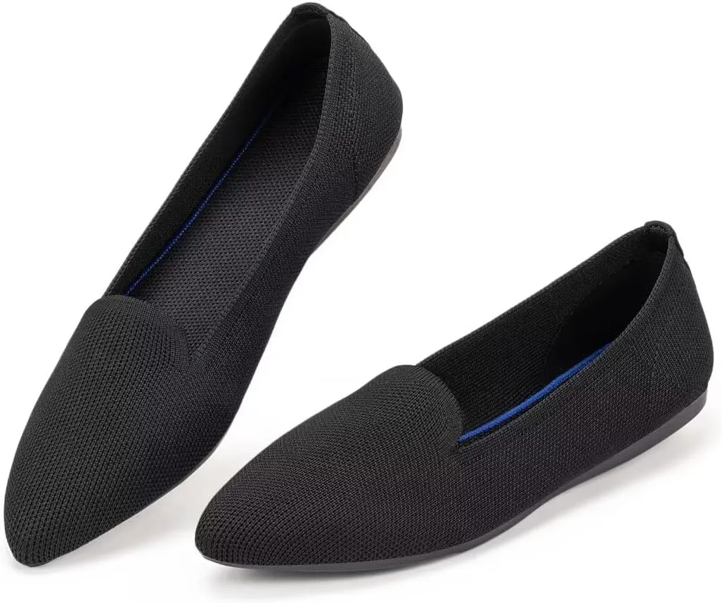 Frank Mully Women's Casual Loafer Flats Slip On Loafer Shoes Comfortable Knit Flat Shoes Classics Pointy Toe Loafer Flats,for Work,Travel
