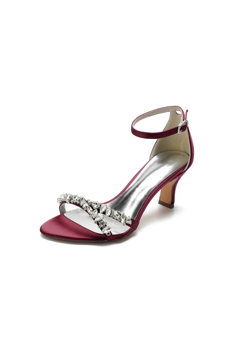 Glamorous Blue Shiny Pump with Silver Chain and Crystal Embellishments