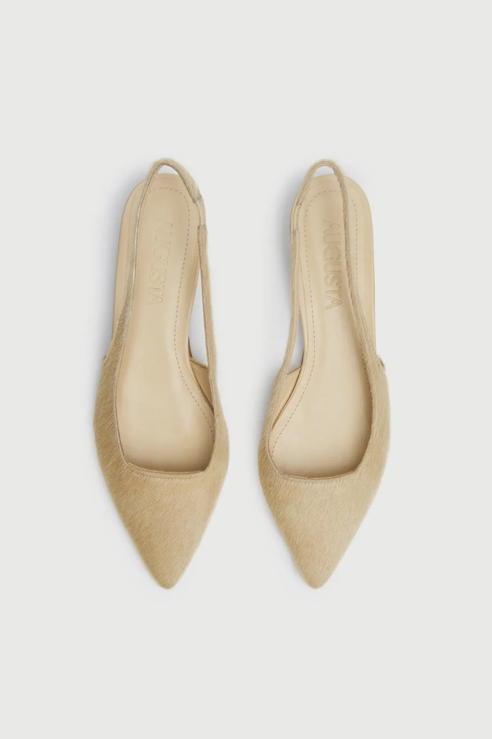 Harper Slingback Flats in Beige Calf Hair