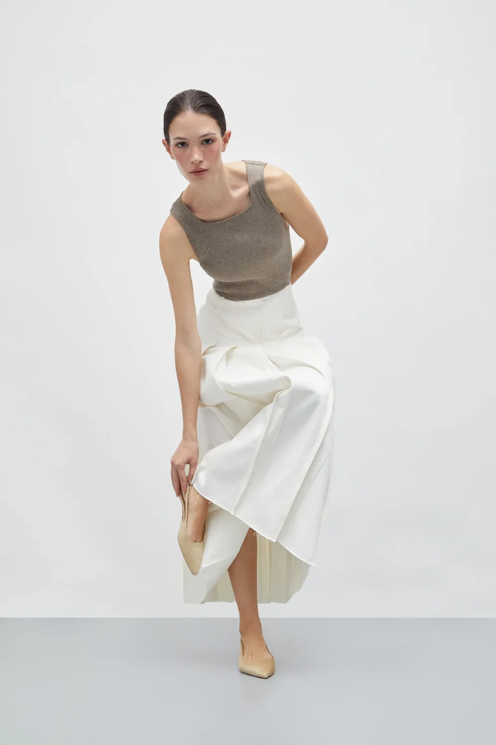 Harper Slingback Flats in Beige Calf Hair