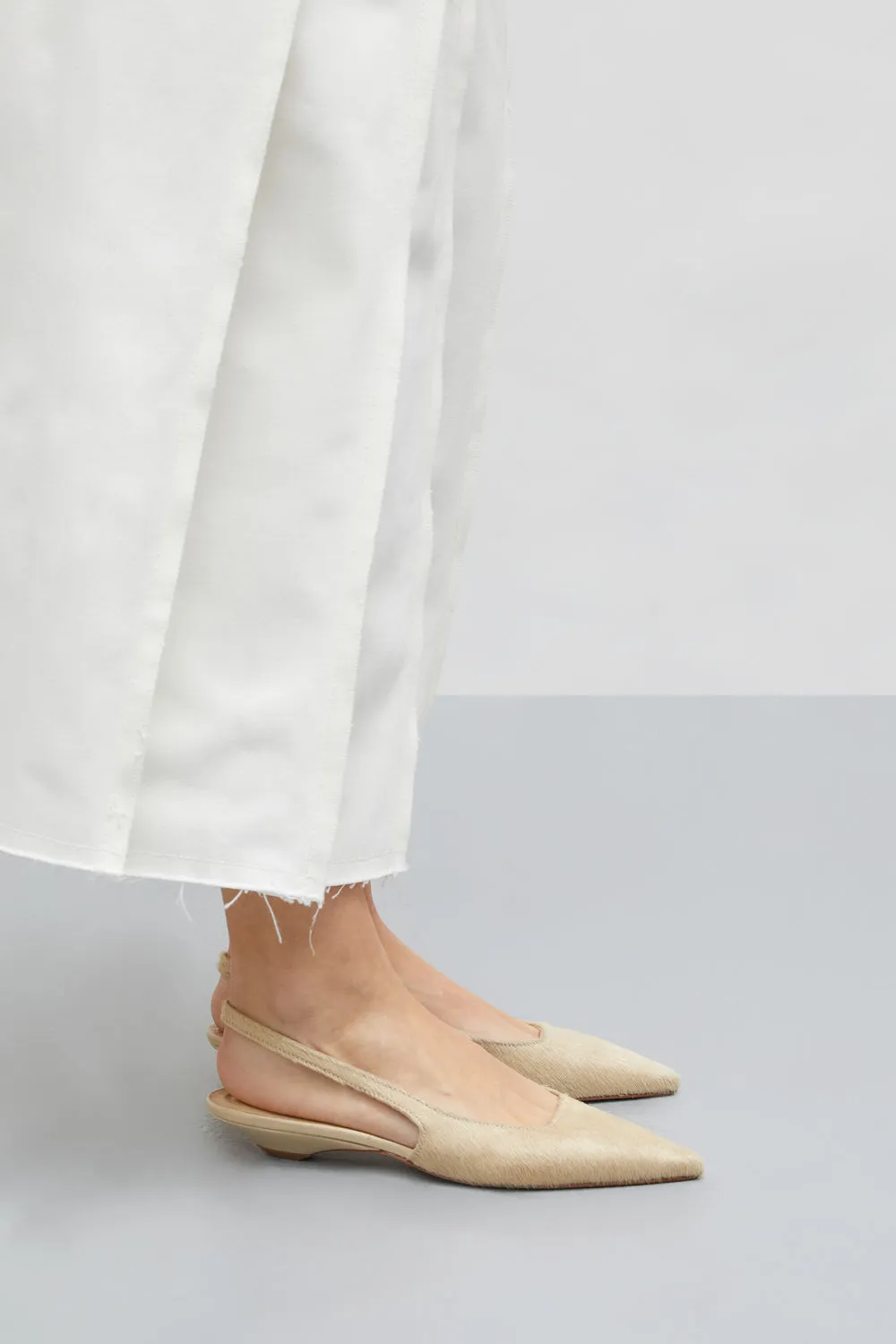 Harper Slingback Flats in Beige Calf Hair