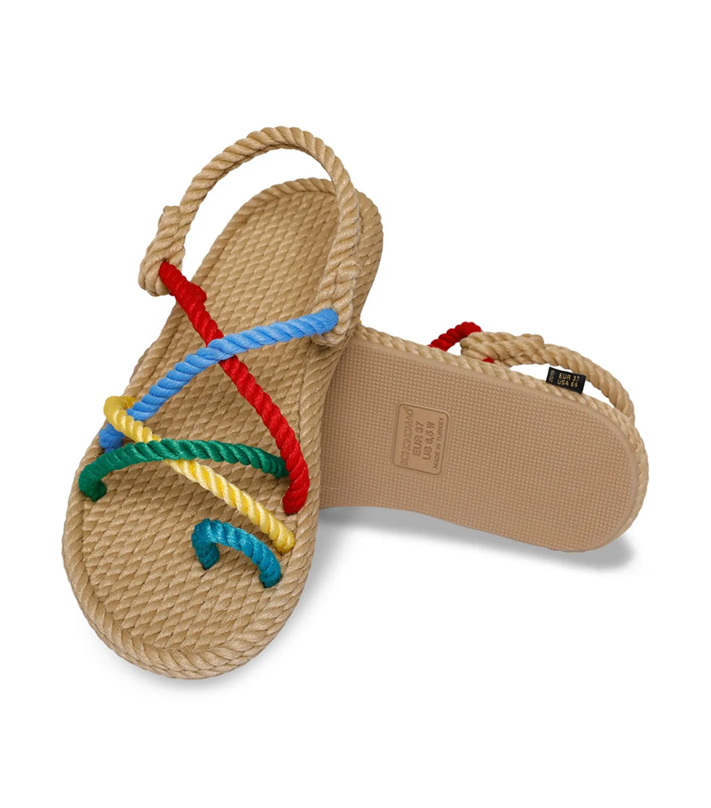 Ibiza Rope Sandals Beige Multi