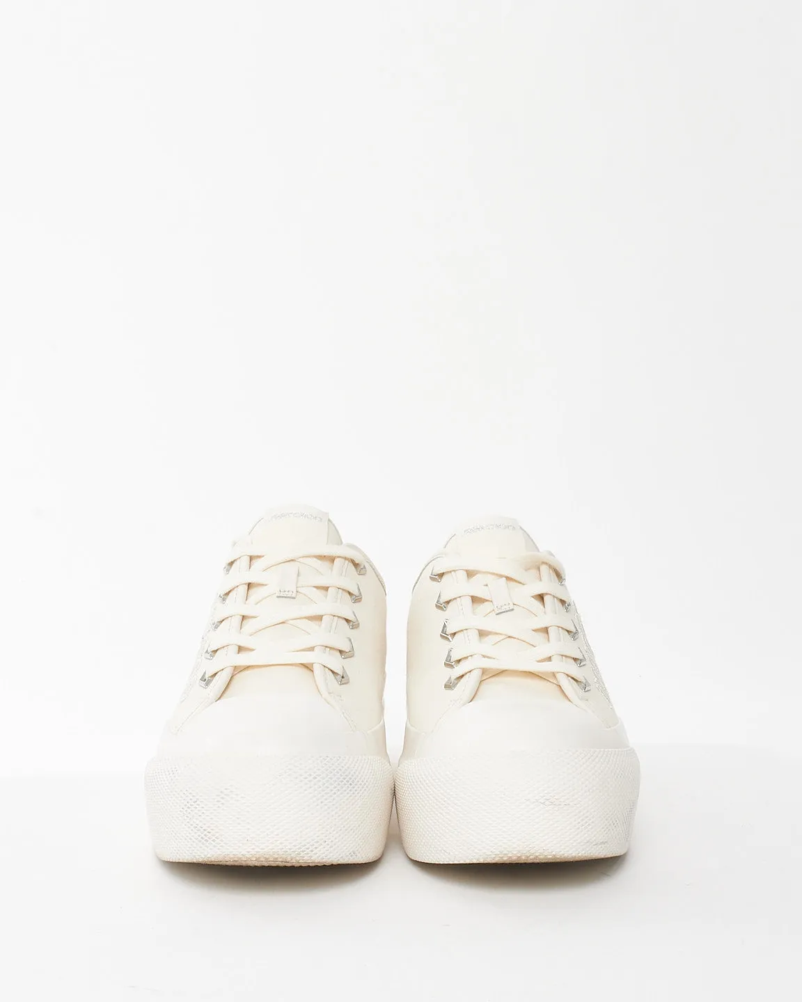 Jimmy Choo White Canvas Logo Sneakers - 38