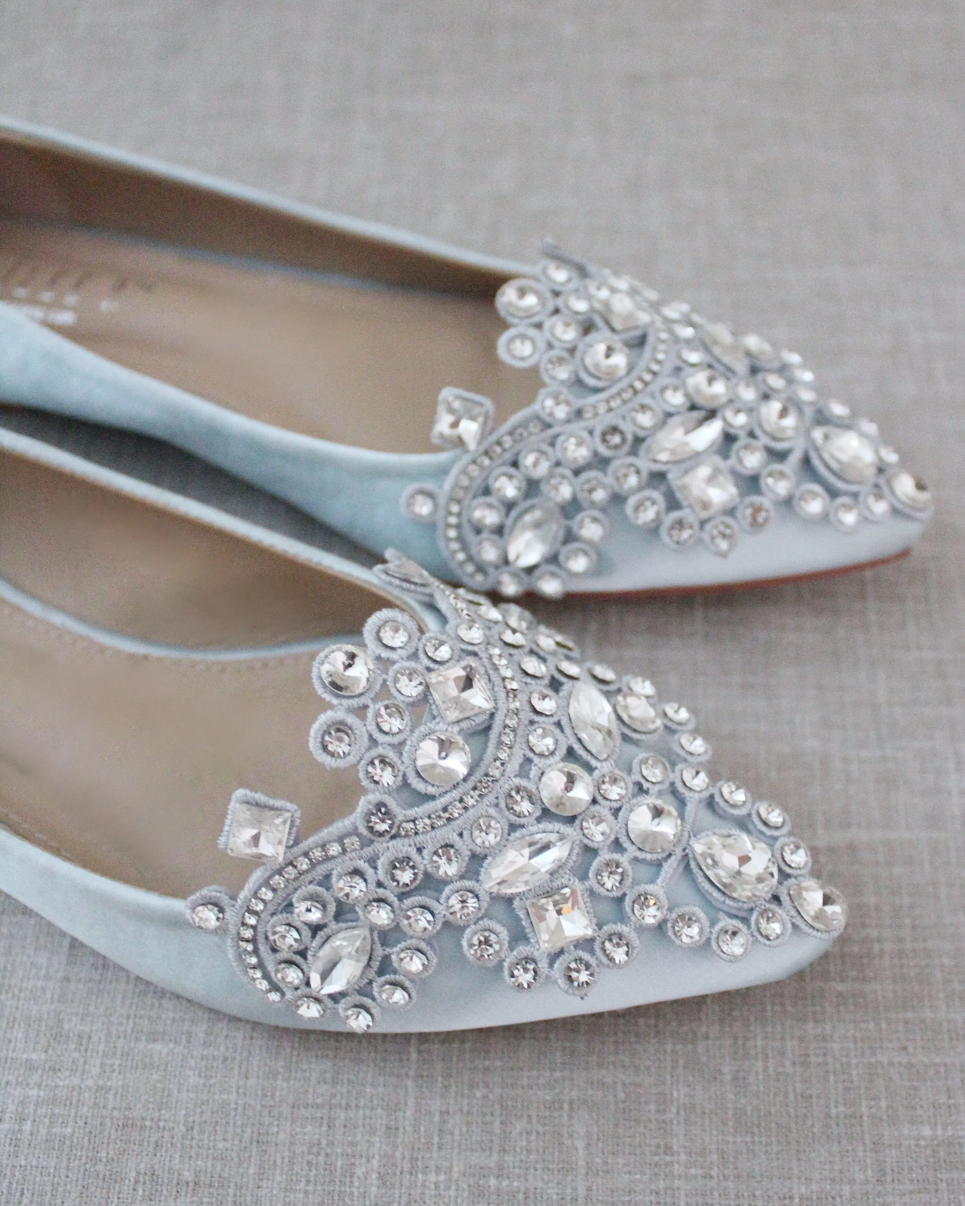 Light Blue Embellished Rhinestone Wedding Flats