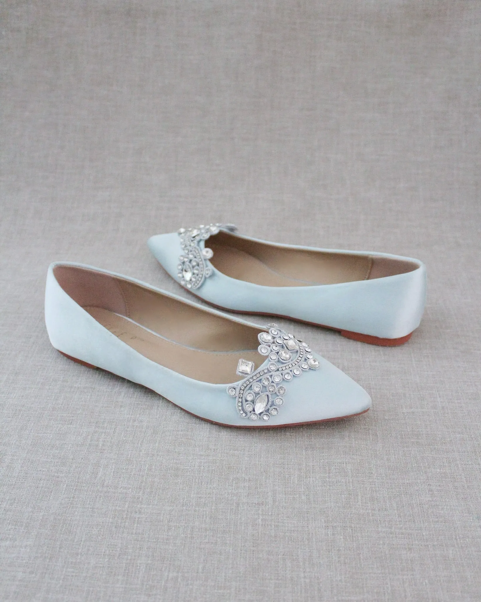 Light Blue Embellished Rhinestone Wedding Flats