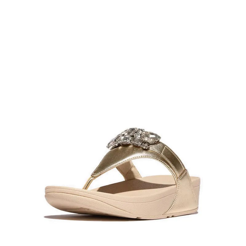 Lulu Jewel-Deluxe Metallic-Leather Toe-Thongs