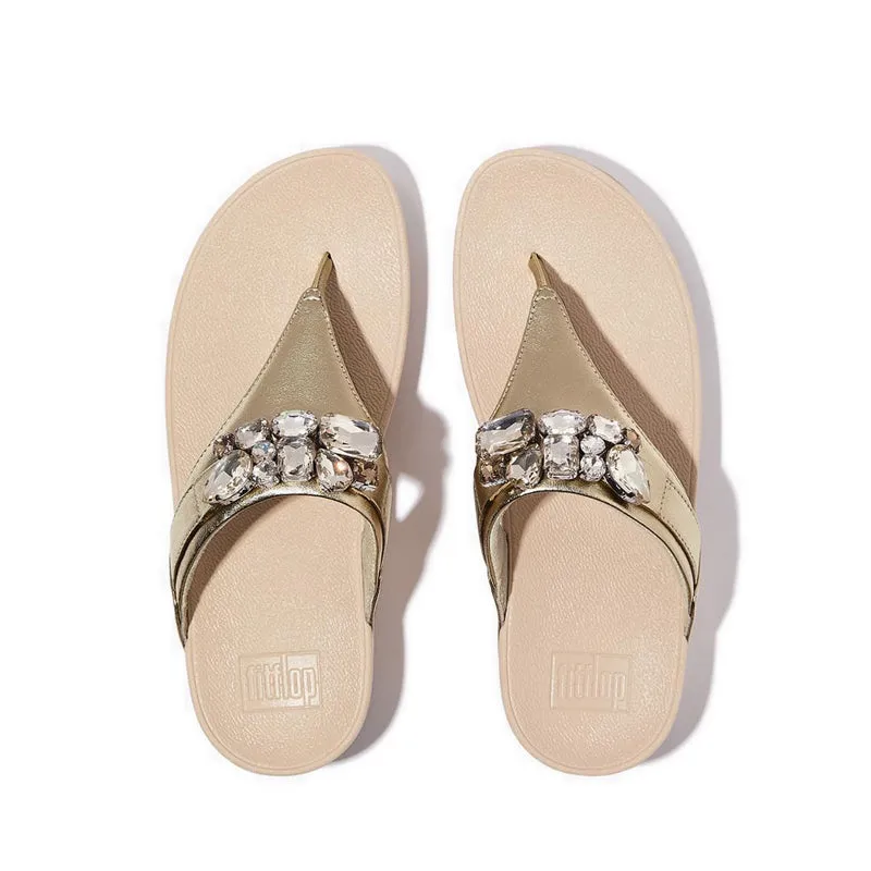 Lulu Jewel-Deluxe Metallic-Leather Toe-Thongs