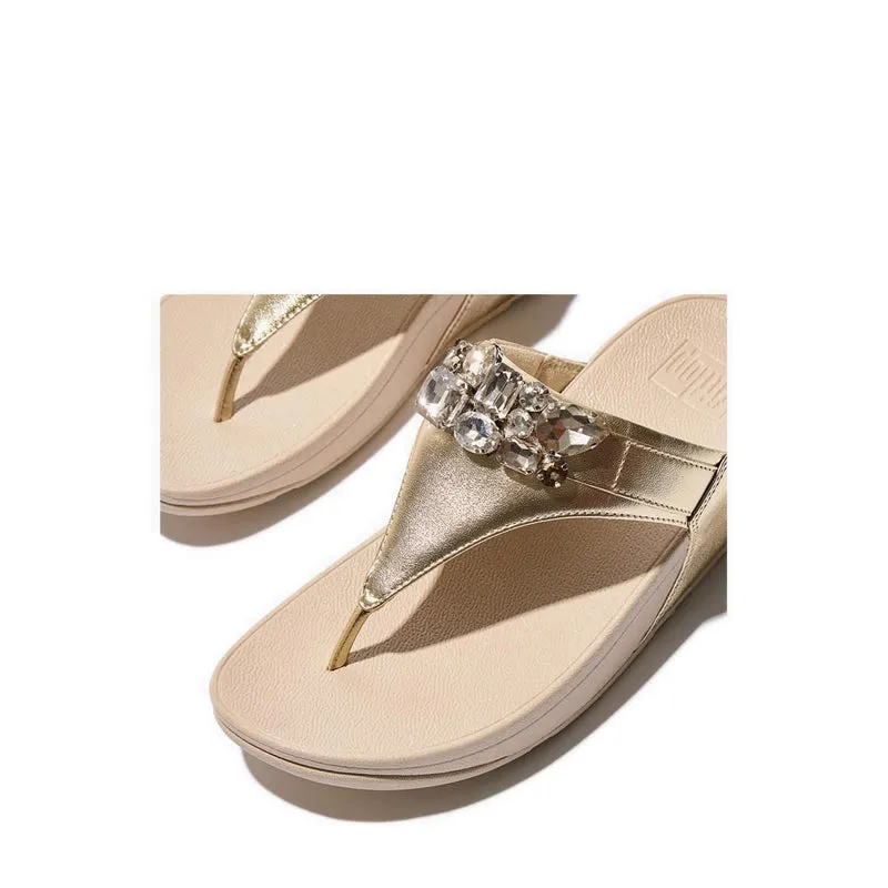 Lulu Jewel-Deluxe Metallic-Leather Toe-Thongs