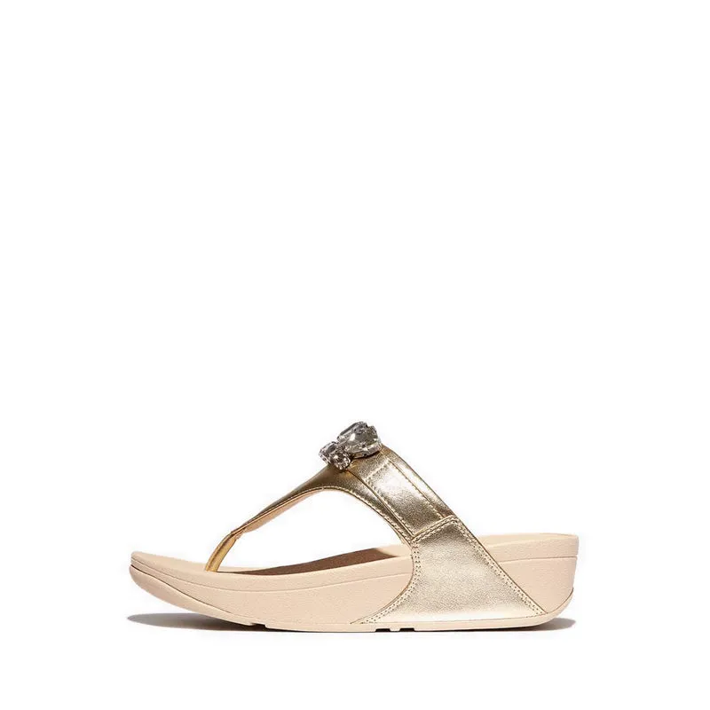 Lulu Jewel-Deluxe Metallic-Leather Toe-Thongs