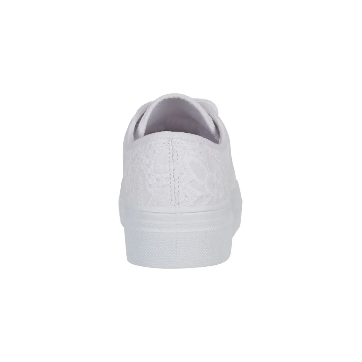 Miley Ladies Canvas Trainers Floral Embroidered Womens Platform Lace Up Sneakers Shoes