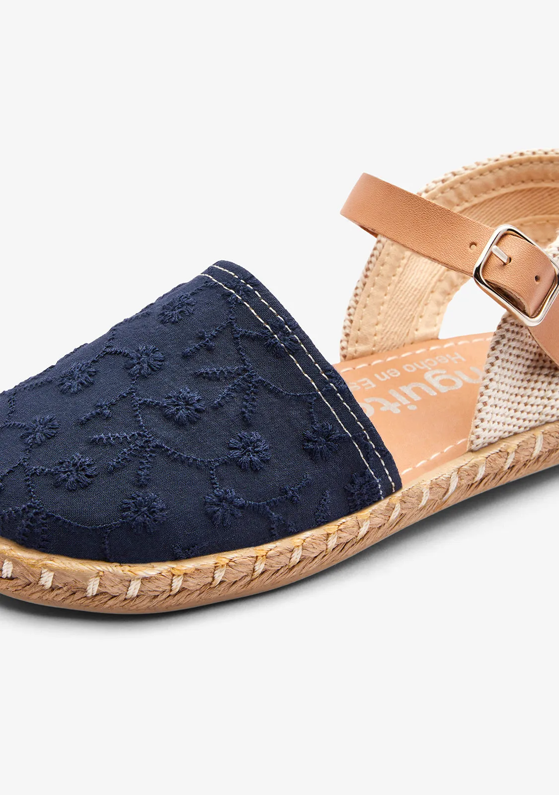Navy Thread Flowers Espadrilles