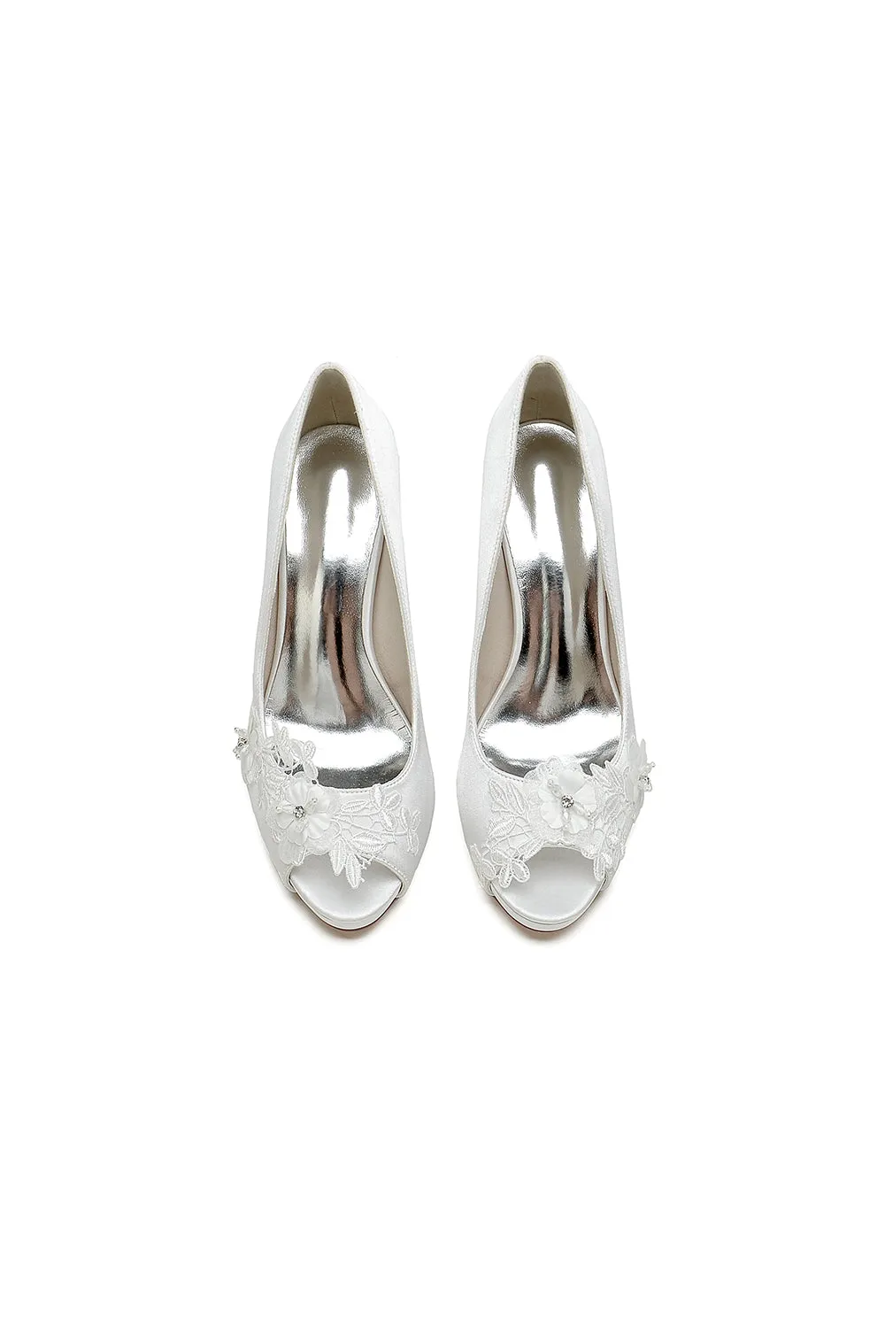 Open Point Toe Wedding Shoes with Lace