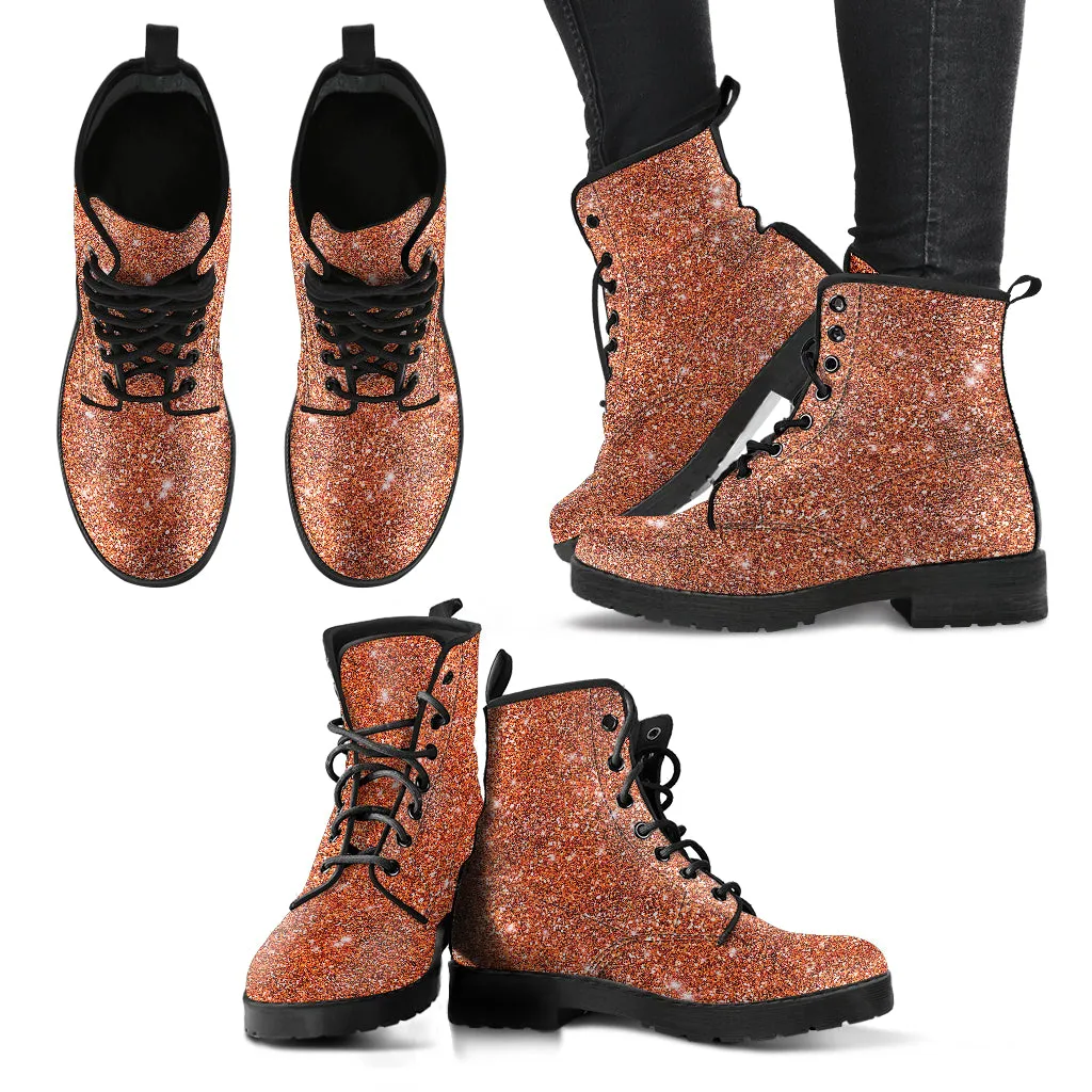 Orange Sparkle Women's Twinkle Women's Vegan Leather Combat Boots
