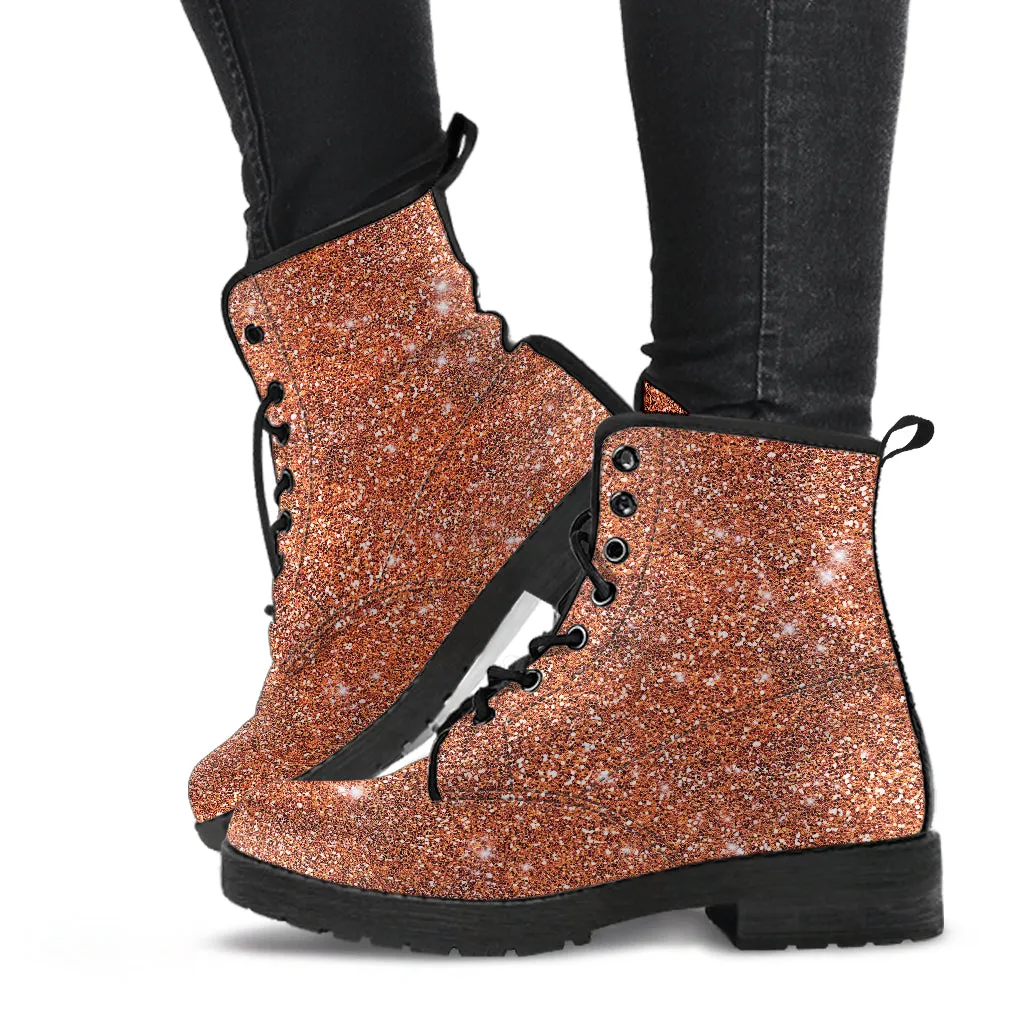 Orange Sparkle Women's Twinkle Women's Vegan Leather Combat Boots