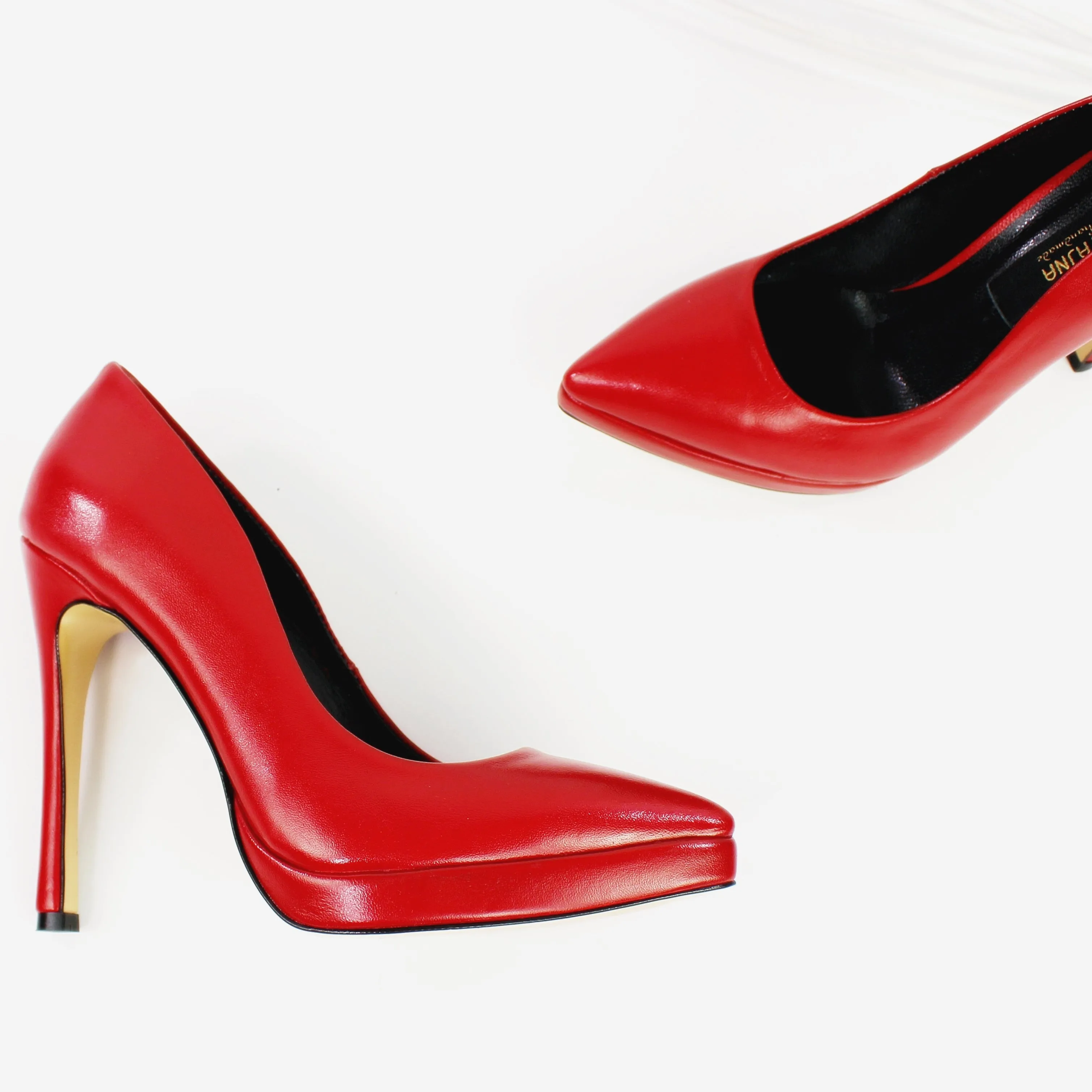 Red Genuine Leather Pointy Toe Stilettos