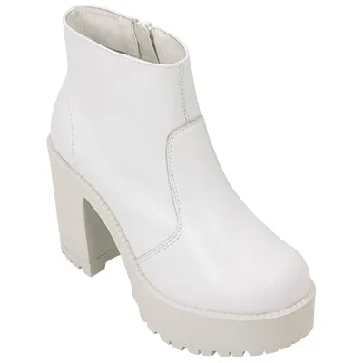 Roc Boots Gosh White Leather Ankle Boots with Zip