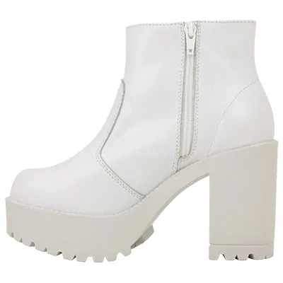 Roc Boots Gosh White Leather Ankle Boots with Zip
