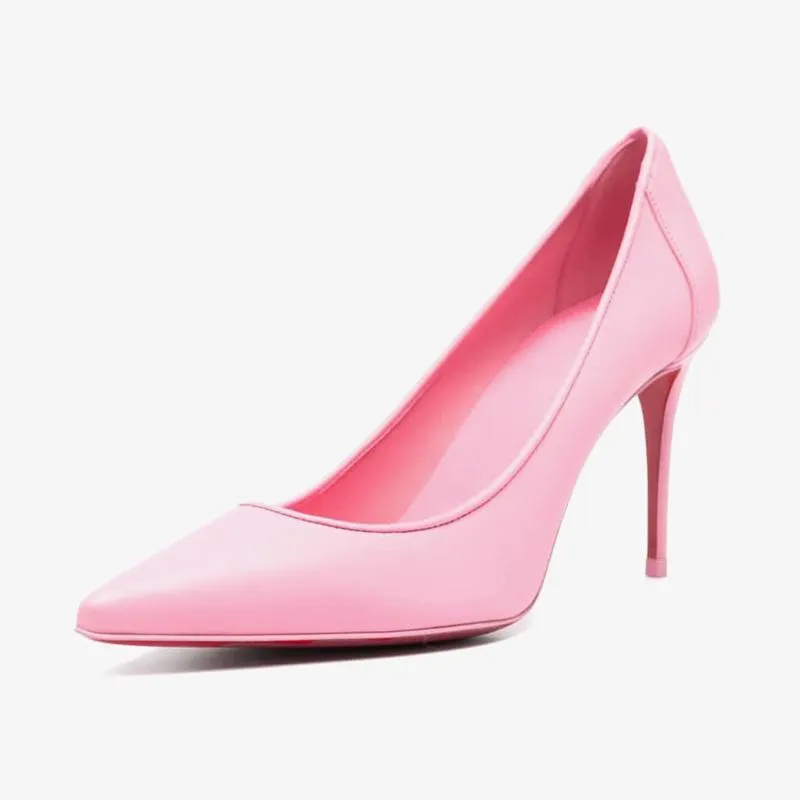 Rose Pink Calf Leather Sporty Pumps