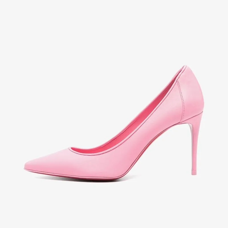 Rose Pink Calf Leather Sporty Pumps