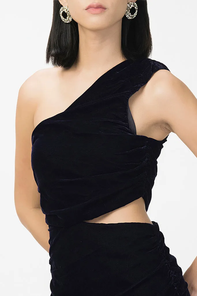 Ruched Velvet Party Dress