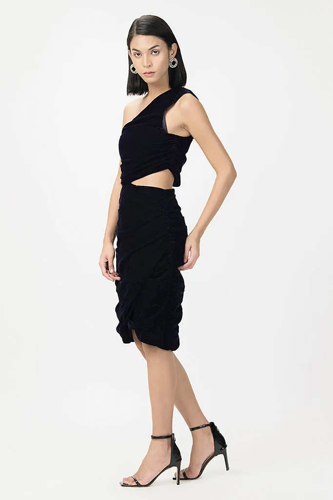Ruched Velvet Party Dress
