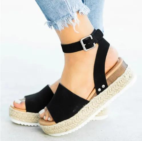 Spot perennial cash faster sell Amazon Amazon explosions foreign trade large yards with light bottom hemp rope sandals women | Brodtica.com