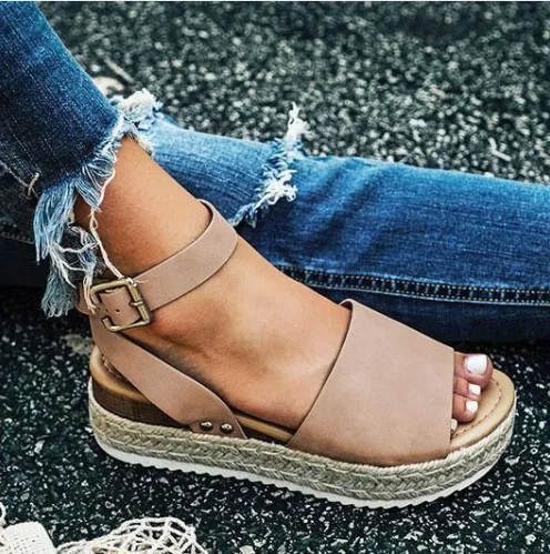 Spot perennial cash faster sell Amazon Amazon explosions foreign trade large yards with light bottom hemp rope sandals women | Brodtica.com