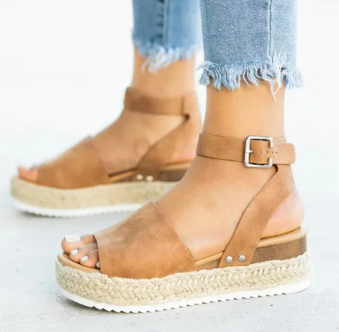 Spot perennial cash faster sell Amazon Amazon explosions foreign trade large yards with light bottom hemp rope sandals women | Brodtica.com