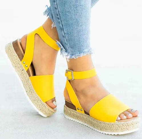 Spot perennial cash faster sell Amazon Amazon explosions foreign trade large yards with light bottom hemp rope sandals women | Brodtica.com