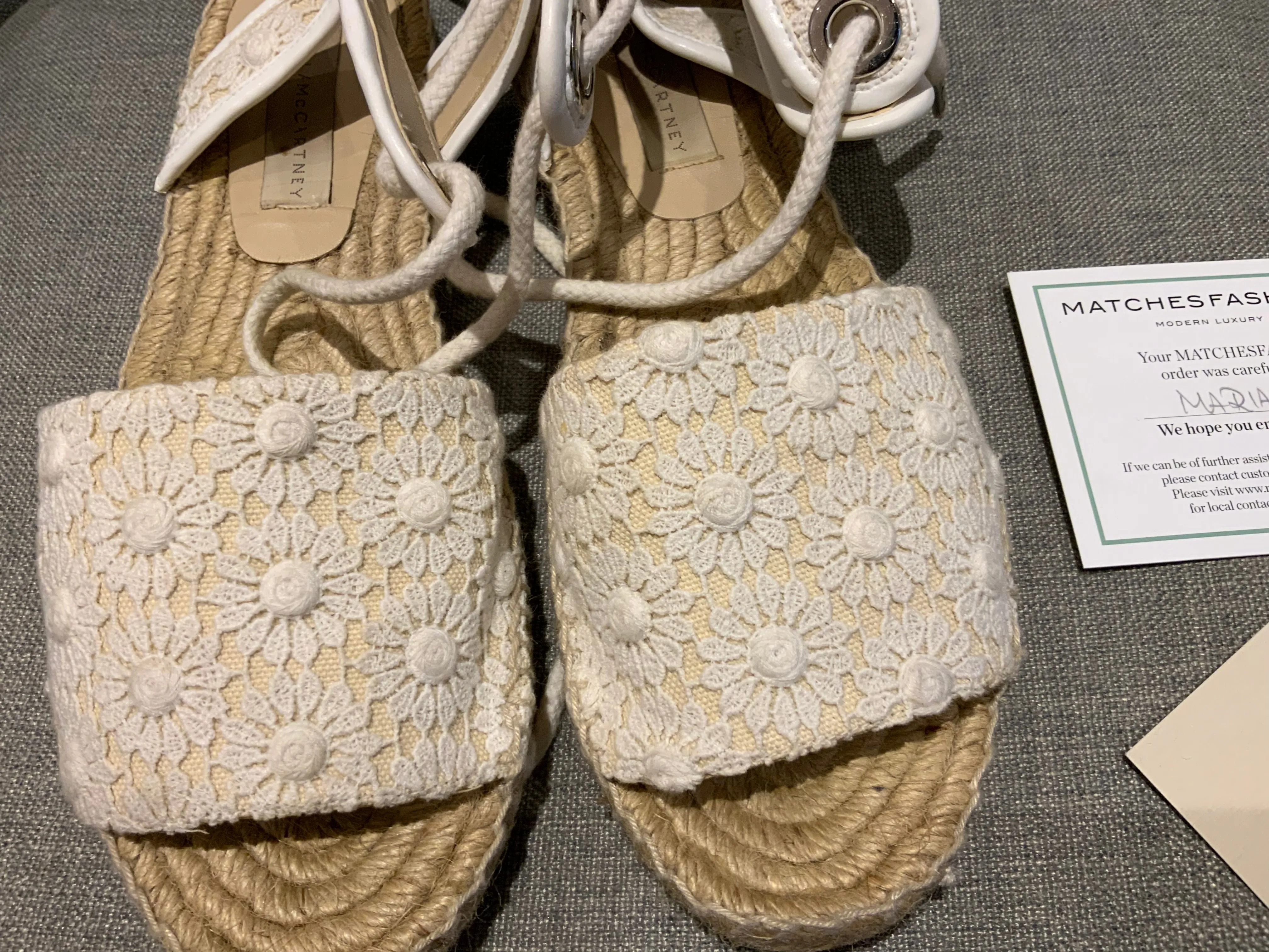 STELLA MCCARTNEY Espadrilles Sandals Floral Embroidered Size 39 US 9 UK 6 ladies