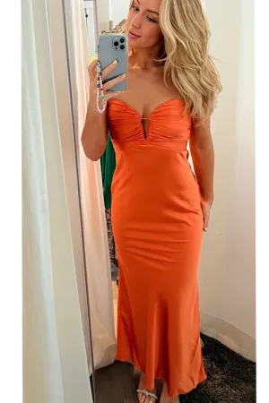 Tangerine Return to Elegance Satin Dress