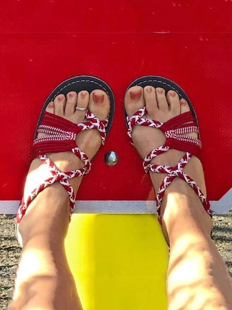 Toleet Bohemian Rope Flat Sandals